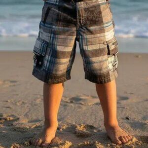 Ocean & Earth Plaid Cargo Board Shorts